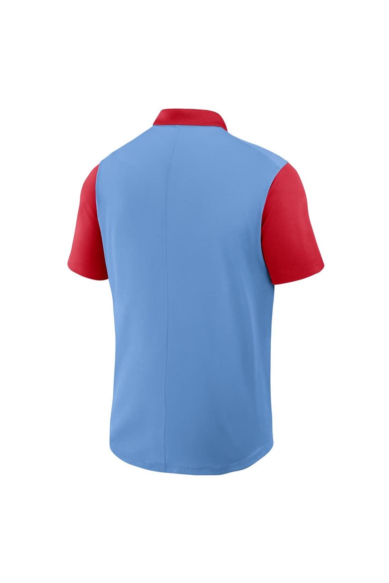 Men's Nike Light Blue/Red St. Louis Cardinals Cooperstown Collection Color-Block Victory Performance Polo, Alternate, color, Light Blue