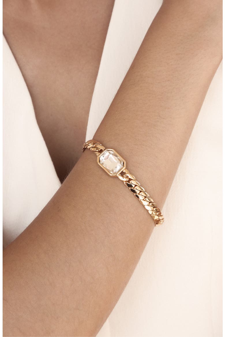 Deco Crystal Statement Cuban Chain Bracelet, Alternate, color, GOLD