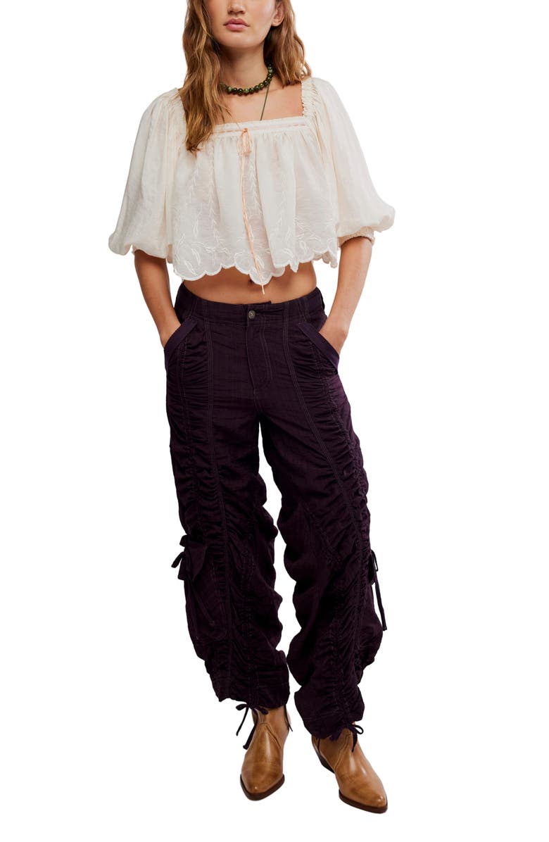 Free People Scorpio Ruched Pants, Alternate, color, Black Coffee