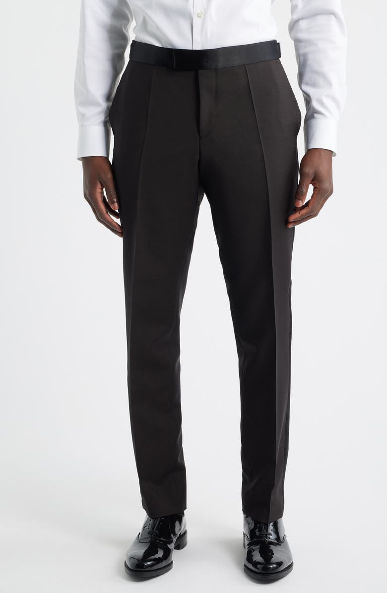 BOSS Huge Shawl Collar Dark Brown Wool & Mohair Tuxedo, Alternate, color, Dark Brown