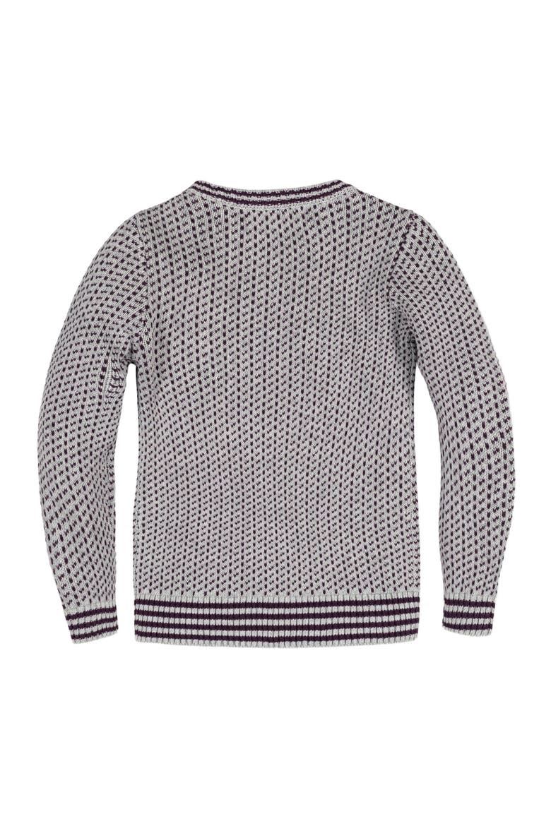 Boys' Organic Intarsia Crew Neck Sweater, Kids, Alternate, color, Gray Heather and Plum Birdseye