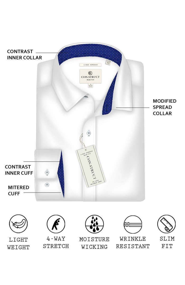 CONSTRUCT 4-Way Stretch Slim Fit Check Print Dress Shirt, Alternate, color,