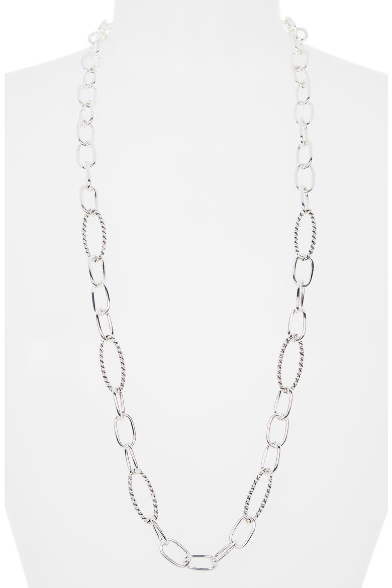 Textured Mixed Link Chain Necklace, Alternate, color, SILVER