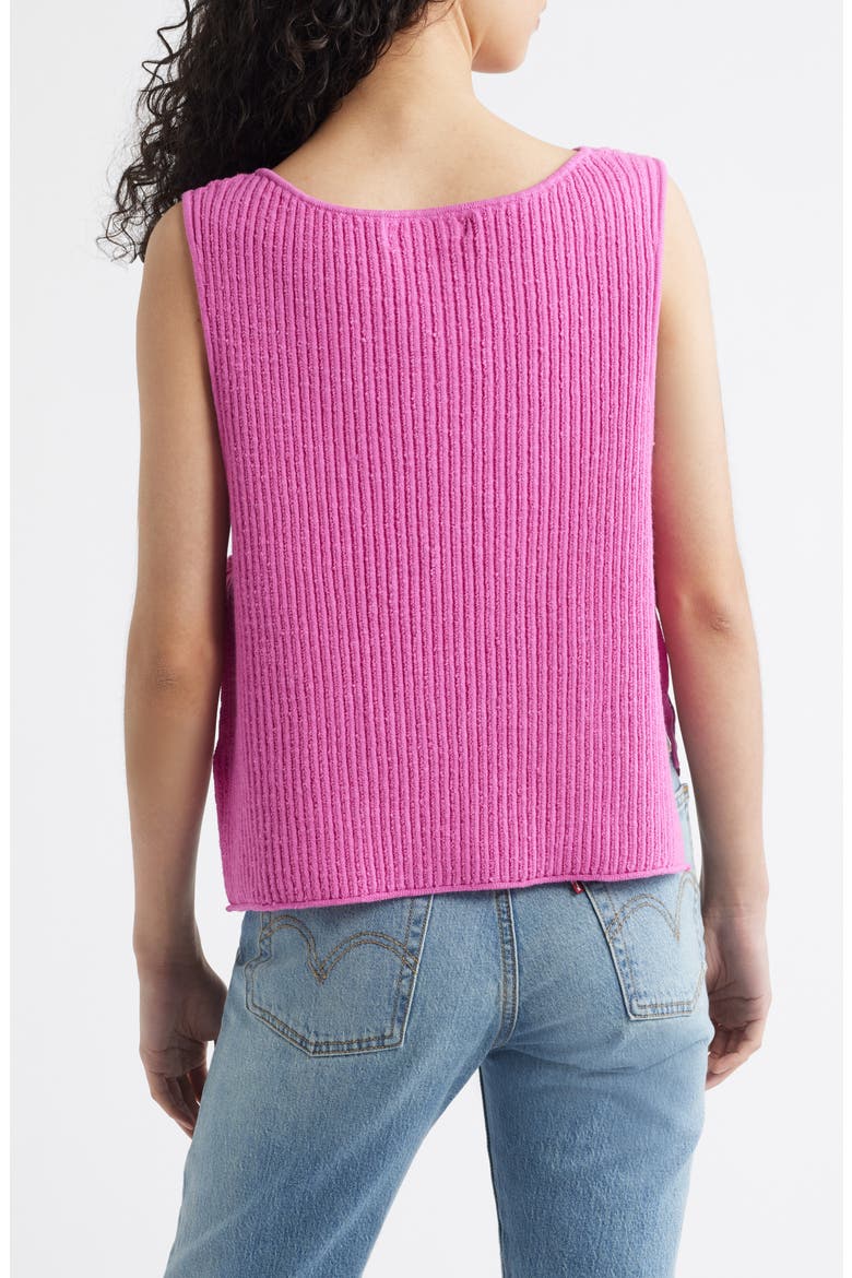 Lizzie Rib Side Tie Sleeveless Cotton & Linen Blend Sweater, Alternate, color, ISLAND FLOWER