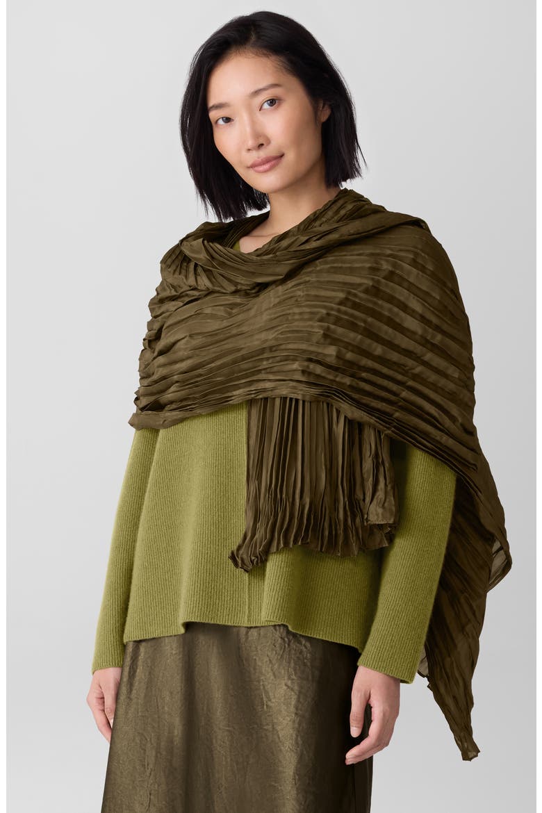 Whisper Pleated Silk Scarf, Alternate, color, SERPENTINE