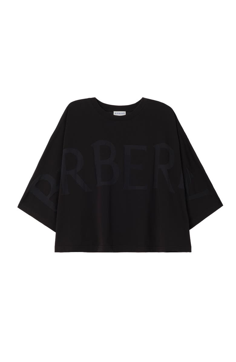 Burberry Logo Cotton Blend T-shirt, Main, color, Black