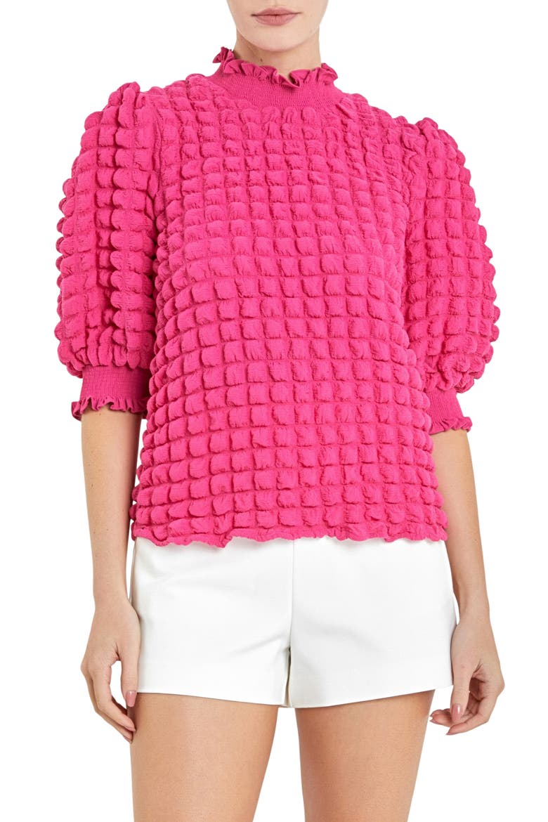 Textured Mock Neck Top, Main, color, PINK