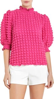English Factory Textured Mock Neck Top