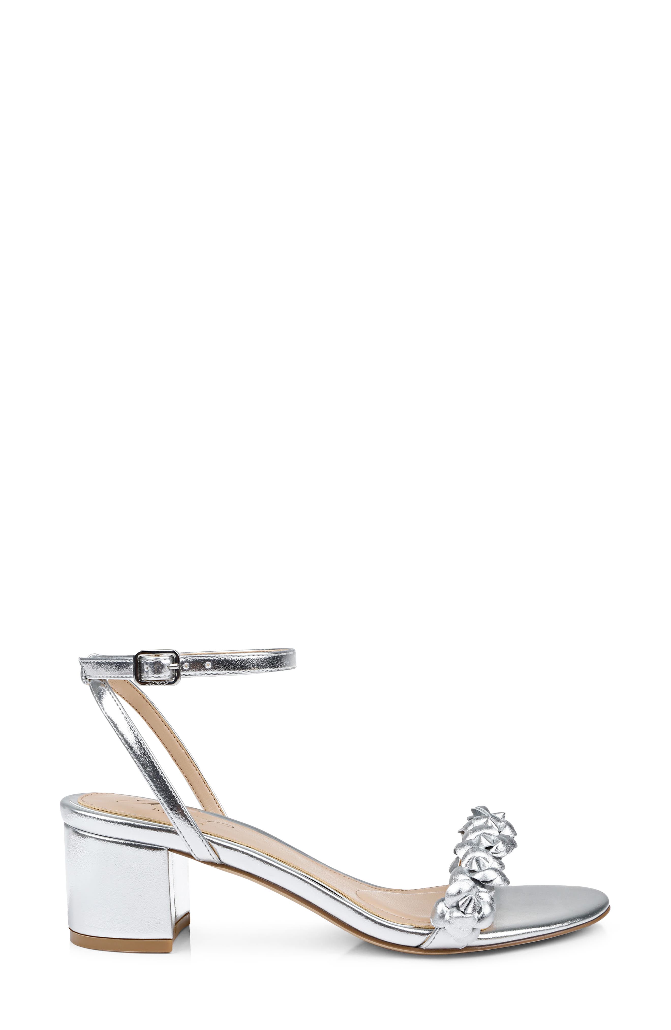 Jewel Badgley Mischka Sawyer Ankle Strap Sandal, Alternate, color, Silver Metallic