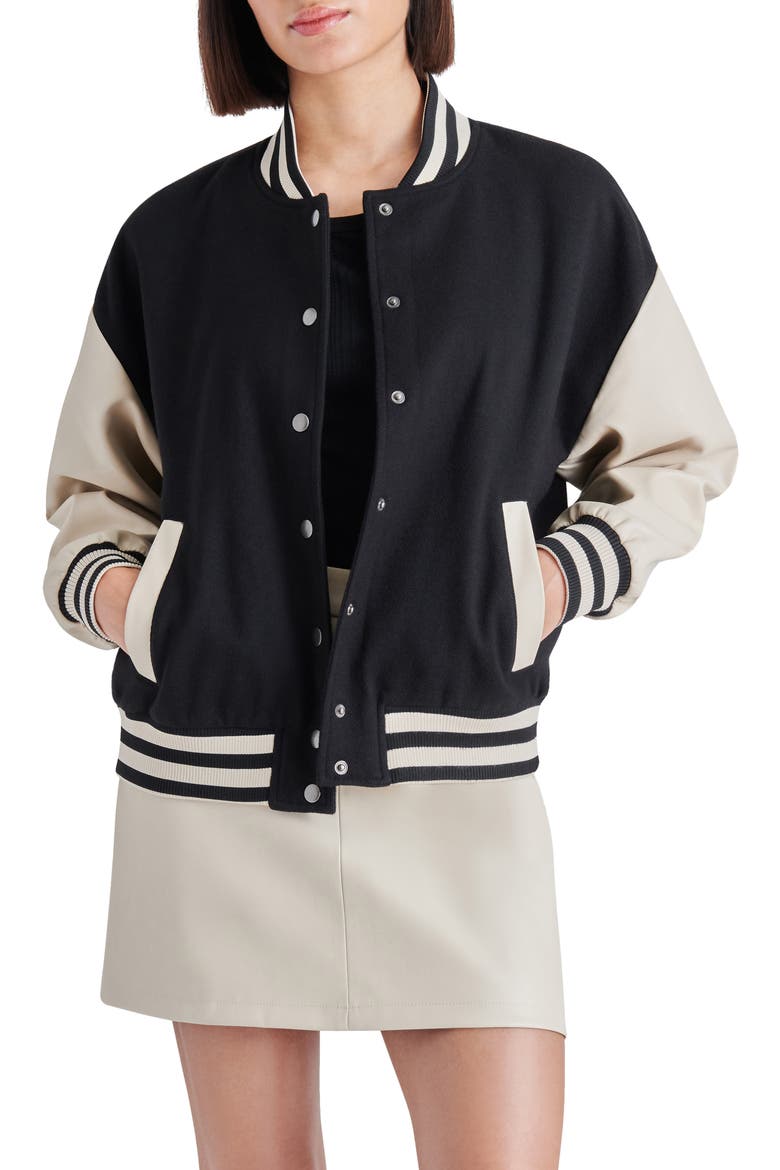 Alexandra Varsity Jacket, Main, color, BLACK