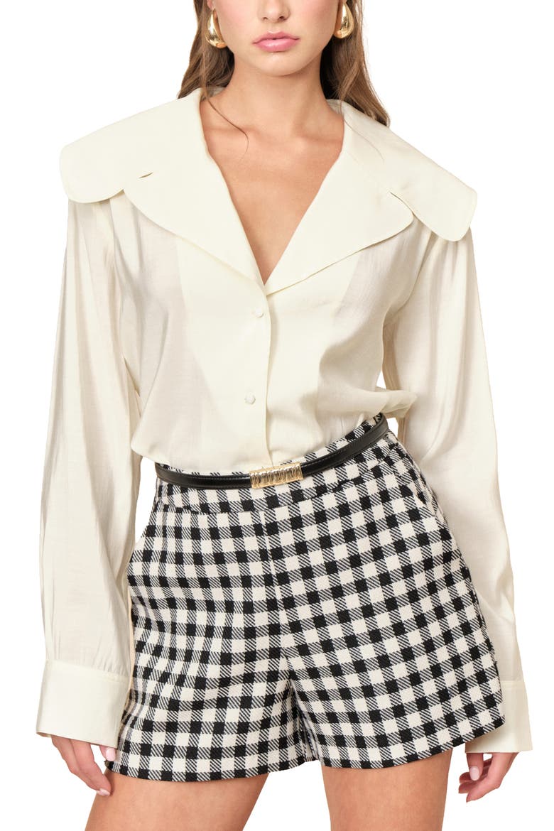 Bianca Gingham Wool Shorts, Alternate, color, BLACK GING