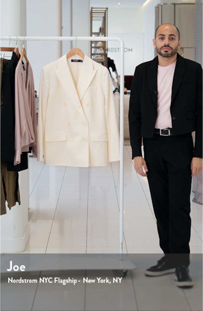 Double Breasted Stretch Wool Crepe Blazer, sales video thumbnail