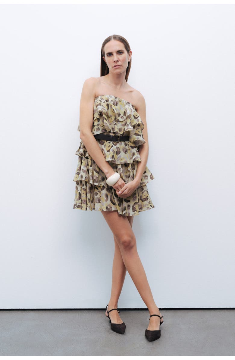 Nocturne Belt Detailed Ruffle Mini Dress, Alternate, color,