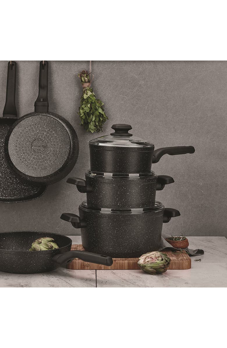 Korkmaz Ornella 2 Piece 4 Liter Aluminum Nonstick Low Casserole Dish with Lid, Alternate, color, Black