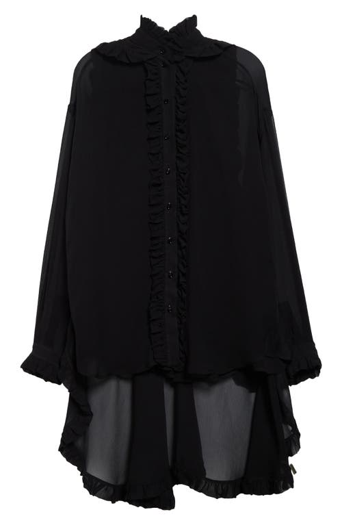 Zimmermann Ruffle Cape Georgette Button-up Shirt In Black
