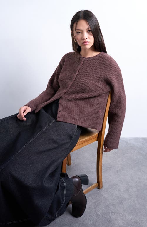 Topshop Shaker Stitch Relaxed Cardigan In Brown