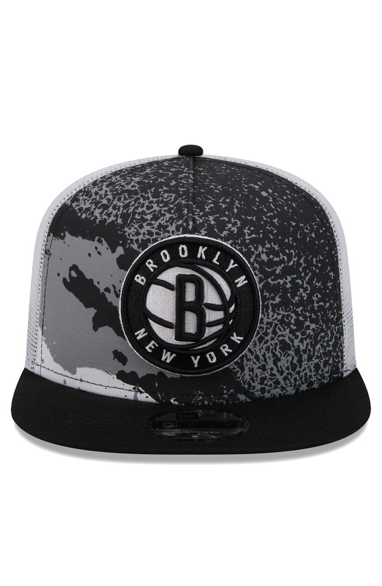 New Era Men's New Era Black Brooklyn Nets Court Sport Speckle 9FIFTY Snapback Hat, Alternate, color,