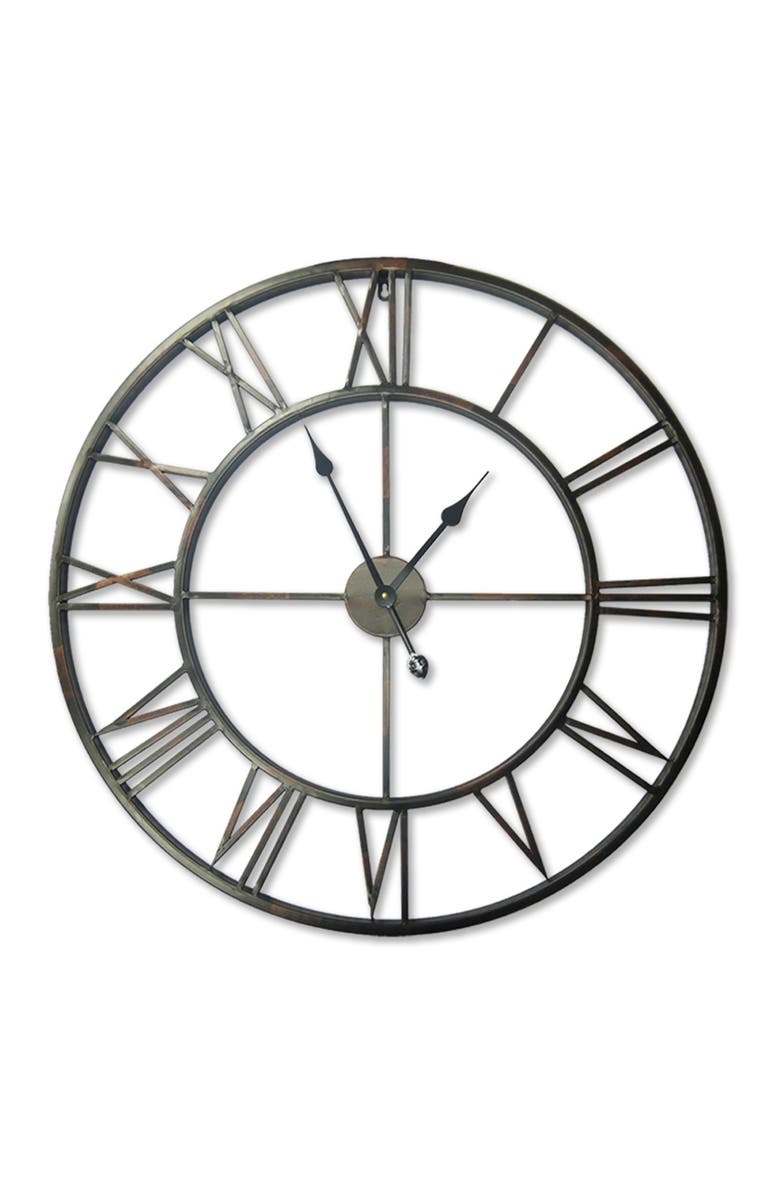 WALPLUS Roman Numeral Iron Wall Clock, Main, color,