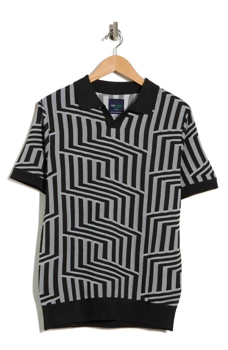 TOM BAINE Johnny Collar Knit Polo Sweater, Main, color, Black