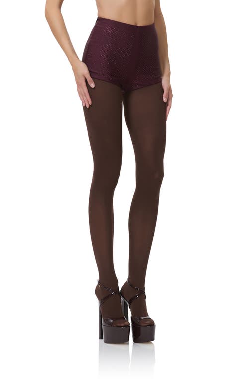 Afrm Yves Rhinestone Jersey Shorts In Brown