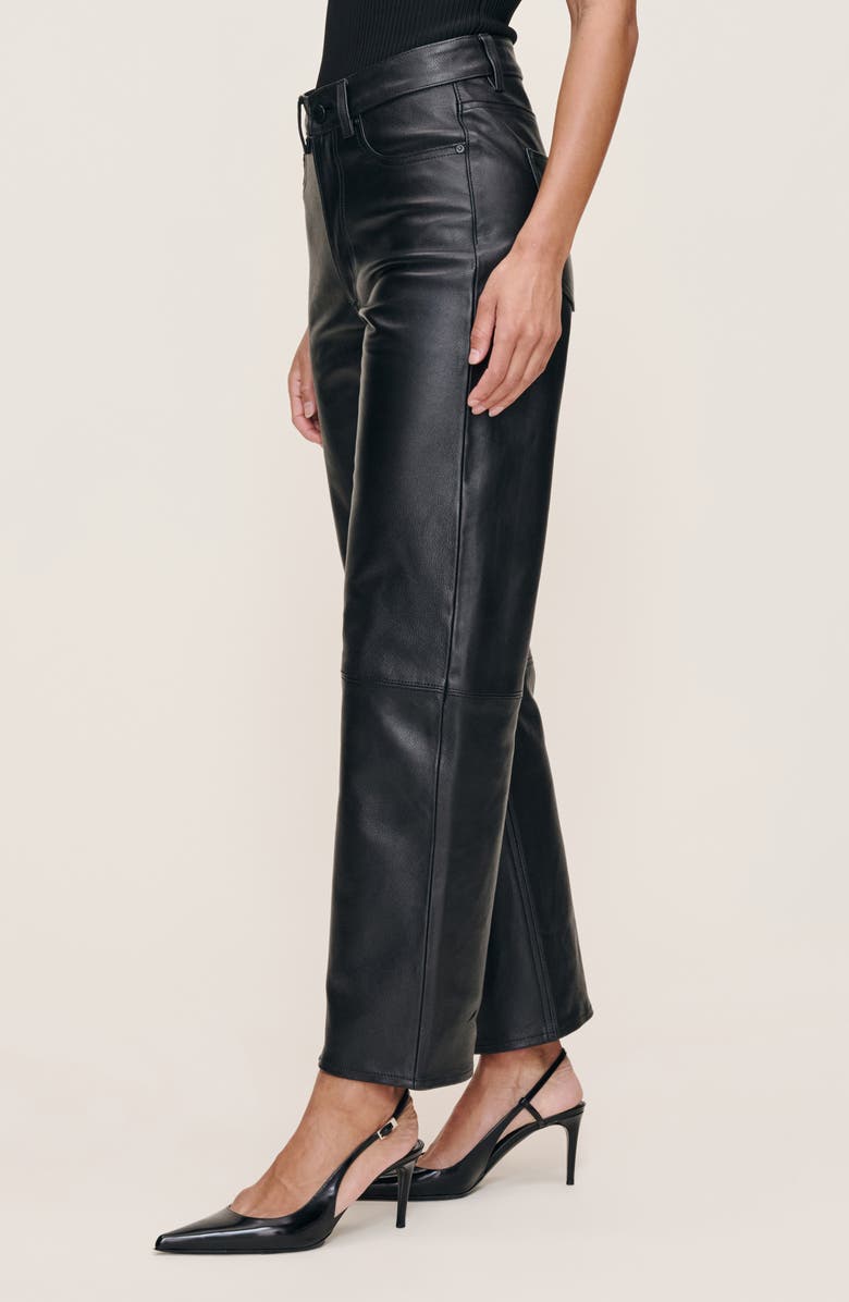 DL1961 Karmine High Waist Refined Wide Leg Leather Pants, Alternate, color, Obsidian