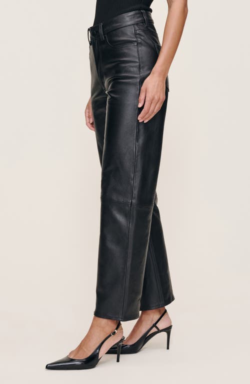 Dl1961 Karmine High Waist Refined Wide Leg Leather Pants In Black