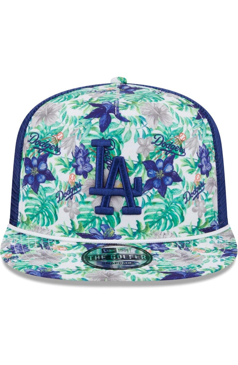 New Era Men's New Era Los Angeles Dodgers Tropic Floral Golfer Lightly Structured Snapback Hat, Alternate, color, 
