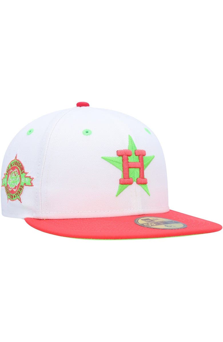 New Era Men's New Era White/Coral Houston Astros Astrodome 1986  Strawberry Lolli 59FIFTY Fitted Hat, Main, color, 