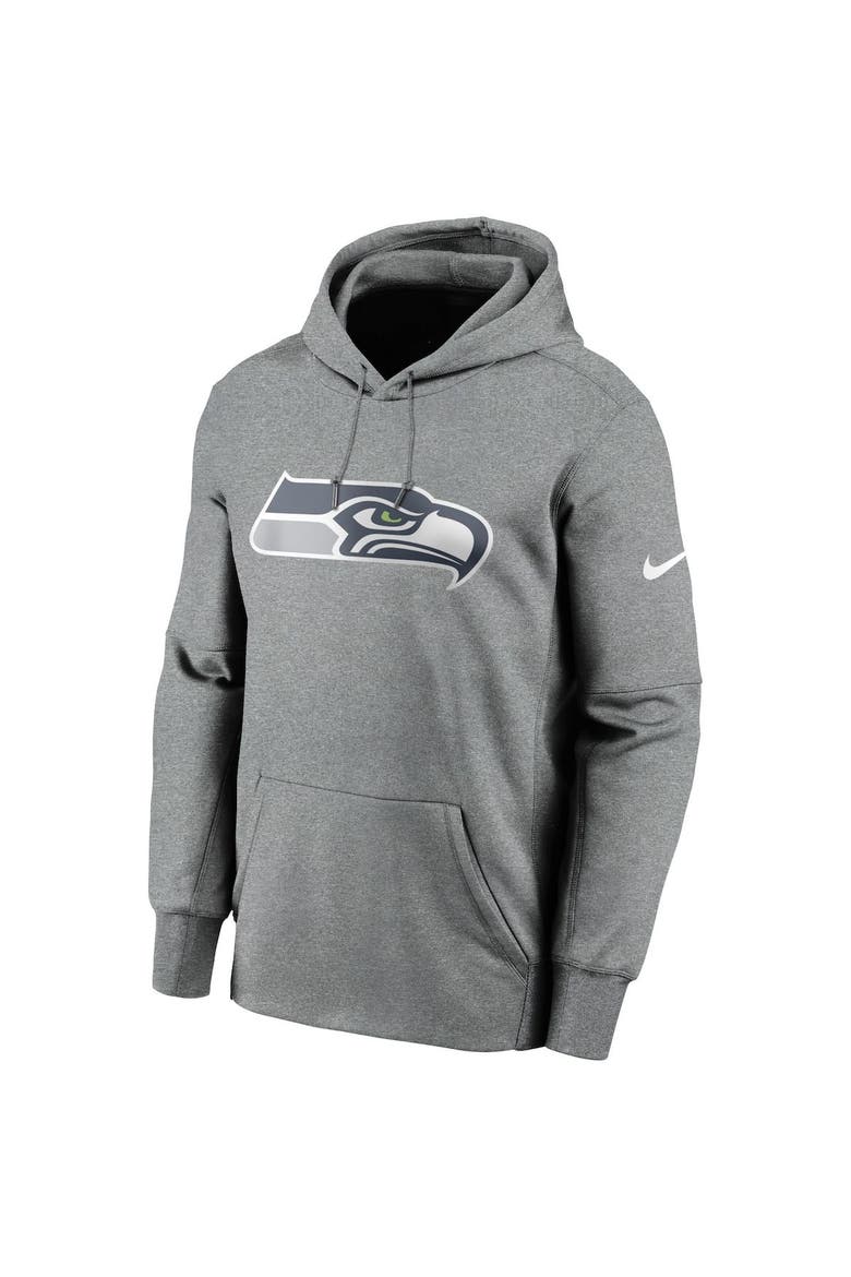 Men's Nike Heathered Charcoal Seattle Seahawks Primary Logo Therma Pullover Hoodie, Alternate, color, Heather Charcoal