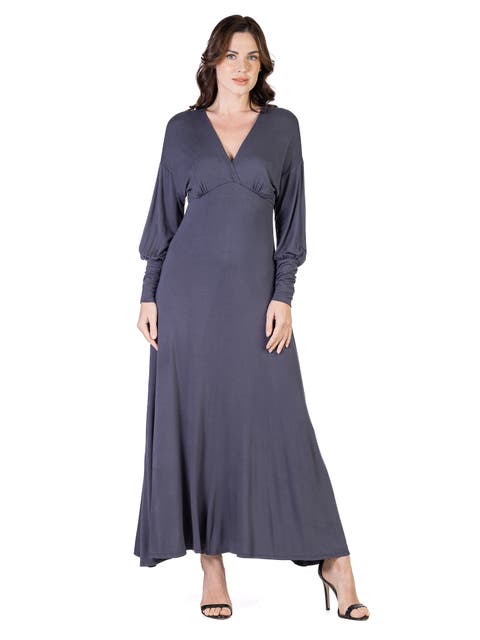 V-Neck Long Sleeve Maxi Dress