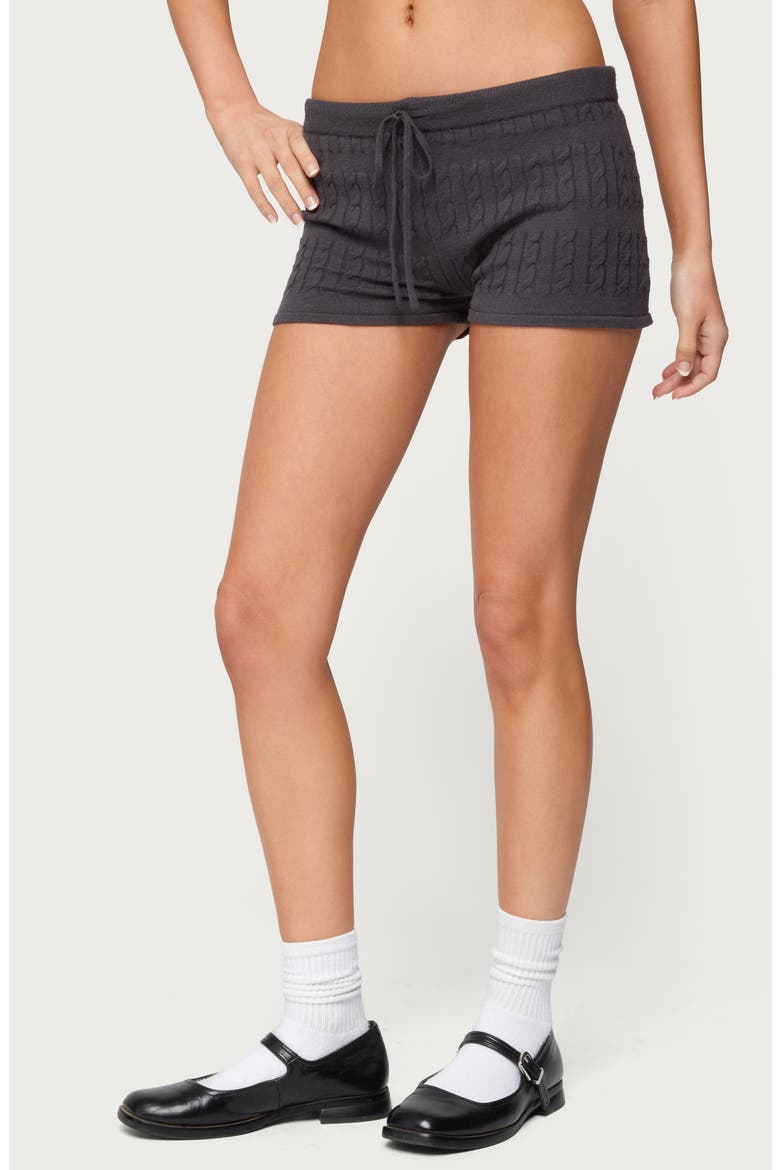 Nella Cable Stitch Shorts, Alternate, color, DARK-GRAY