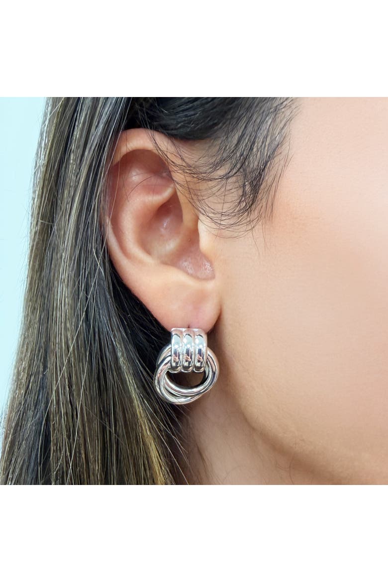 Gold Doorknocker Stud Earring, Alternate, color, Sterling Silver