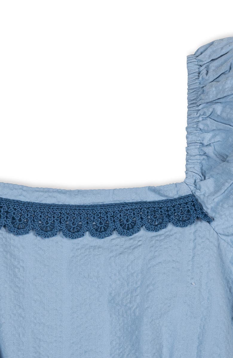 Hope & Henry Kids' Organic Puff Sleeve Seersucker Romper, Alternate, color, Bluebell