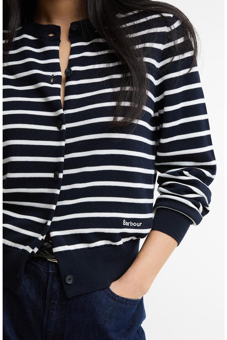 Baiton Stripe Cotton Cardigan, Alternate, color, DARK NAVY STRIPE