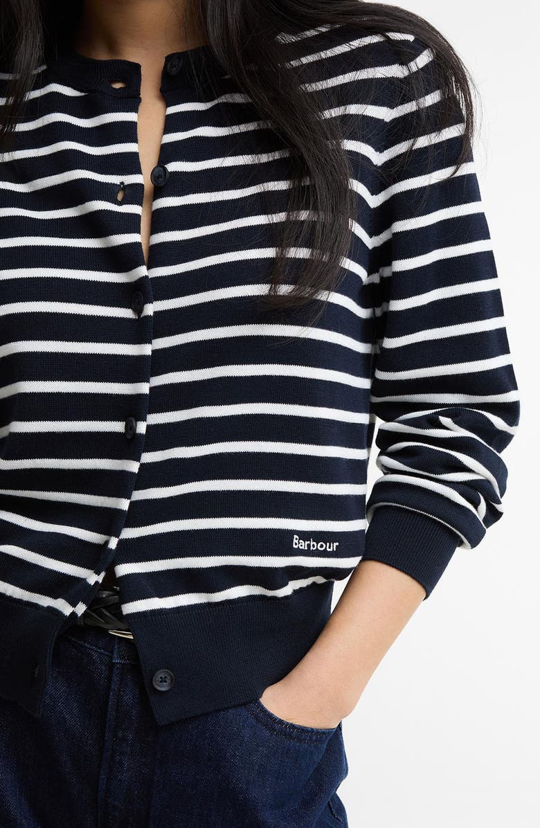 Barbour Baiton Stripe Cotton Cardigan, Alternate, color, Dark Navy Stripe