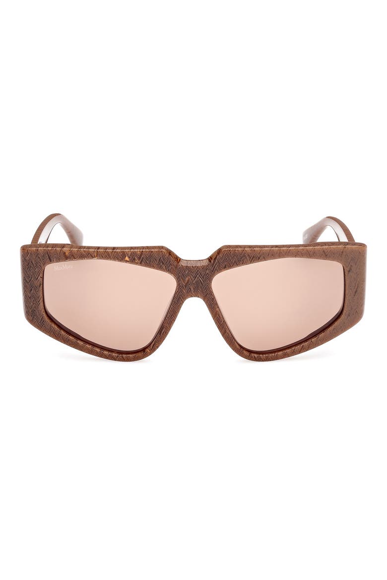 58mm Geometric Sunglasses, Main, color, BROWN CHEVRON / LIGHT BROWN