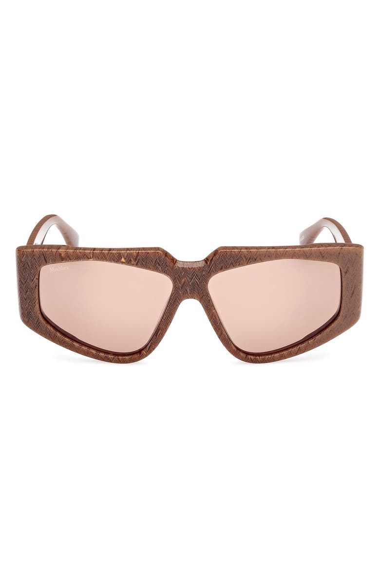 Max Mara 58mm Geometric Sunglasses, Main, color, Brown Chevron / Light Brown
