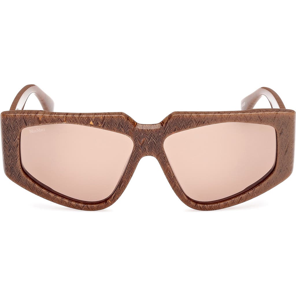 Max Mara 58mm Geometric Sunglasses In Brown Chevron/light Brown