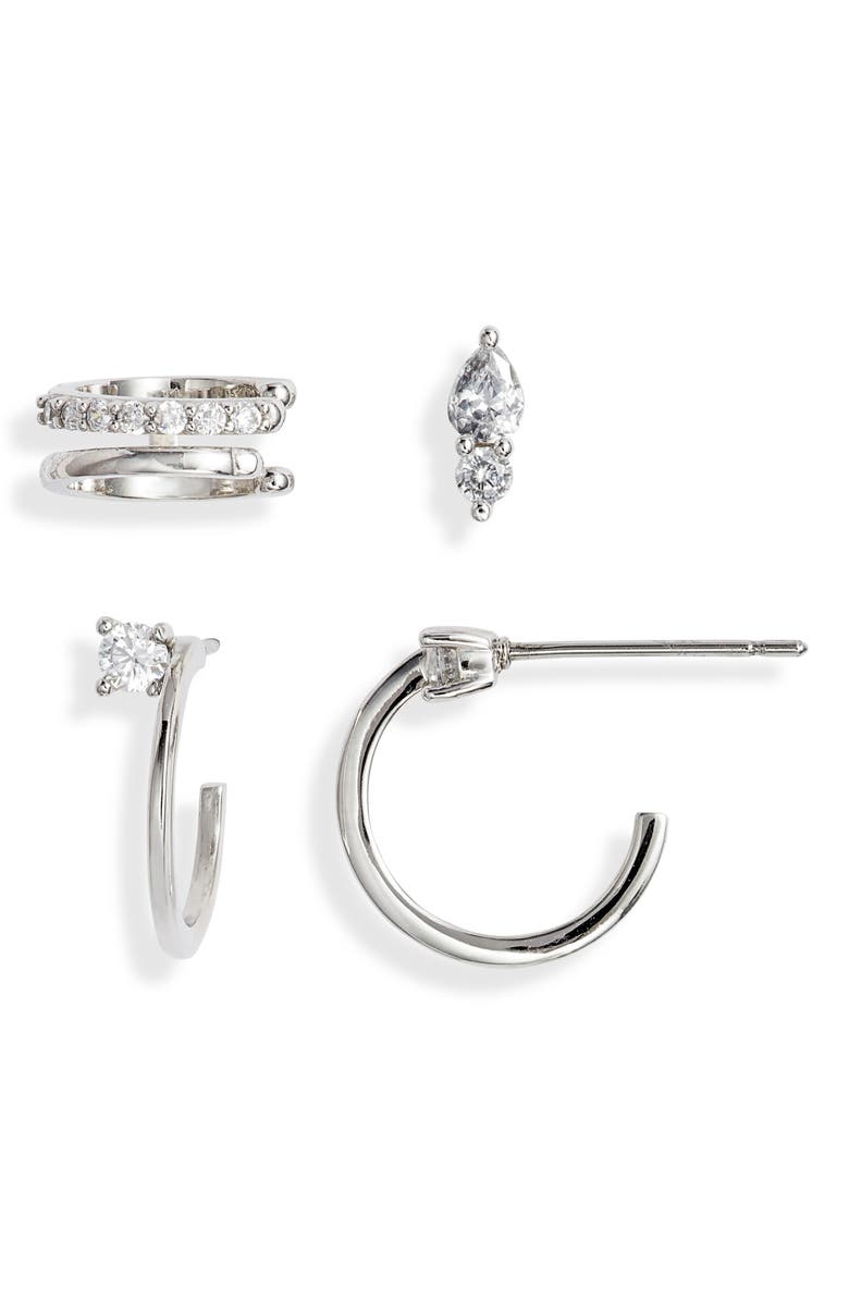 Nordstrom Ear Cuff, Stud & Hoops Earrings Set, Main, color,