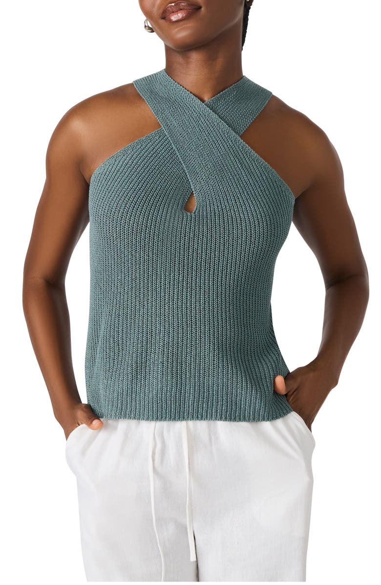 Steve Madden Ellery Crossover Neck Sleeveless Sweater, Main, color, 