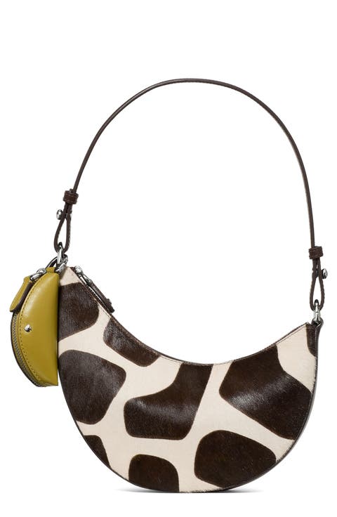 Duo Giraffe Printed Genuine Calf Hair Shoulder Bag