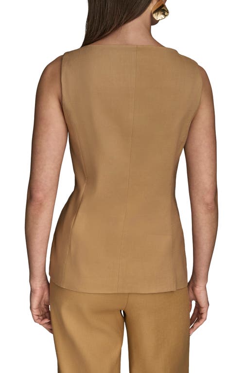 Donna Karan New York Linen Blend Vest In Brown