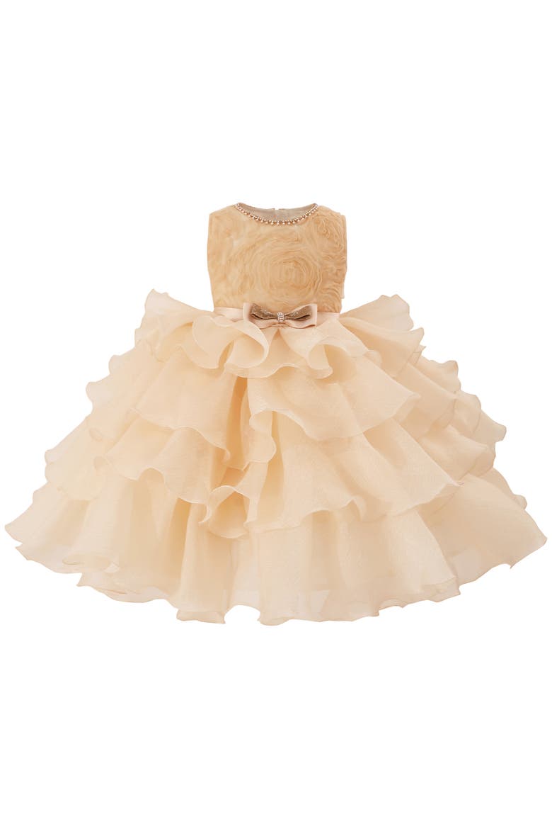 Cream Floral Ruffle Occasion Dress, Main, color, Cream