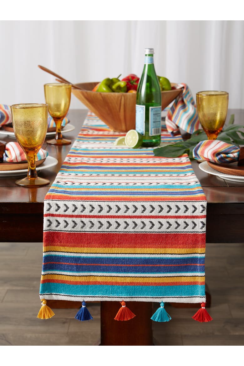Picante Stripe Tassel Table Runner, Alternate, color, Picante Stripe