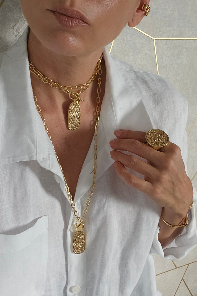 Element Pendant Long Necklace, Alternate, color, Gold
