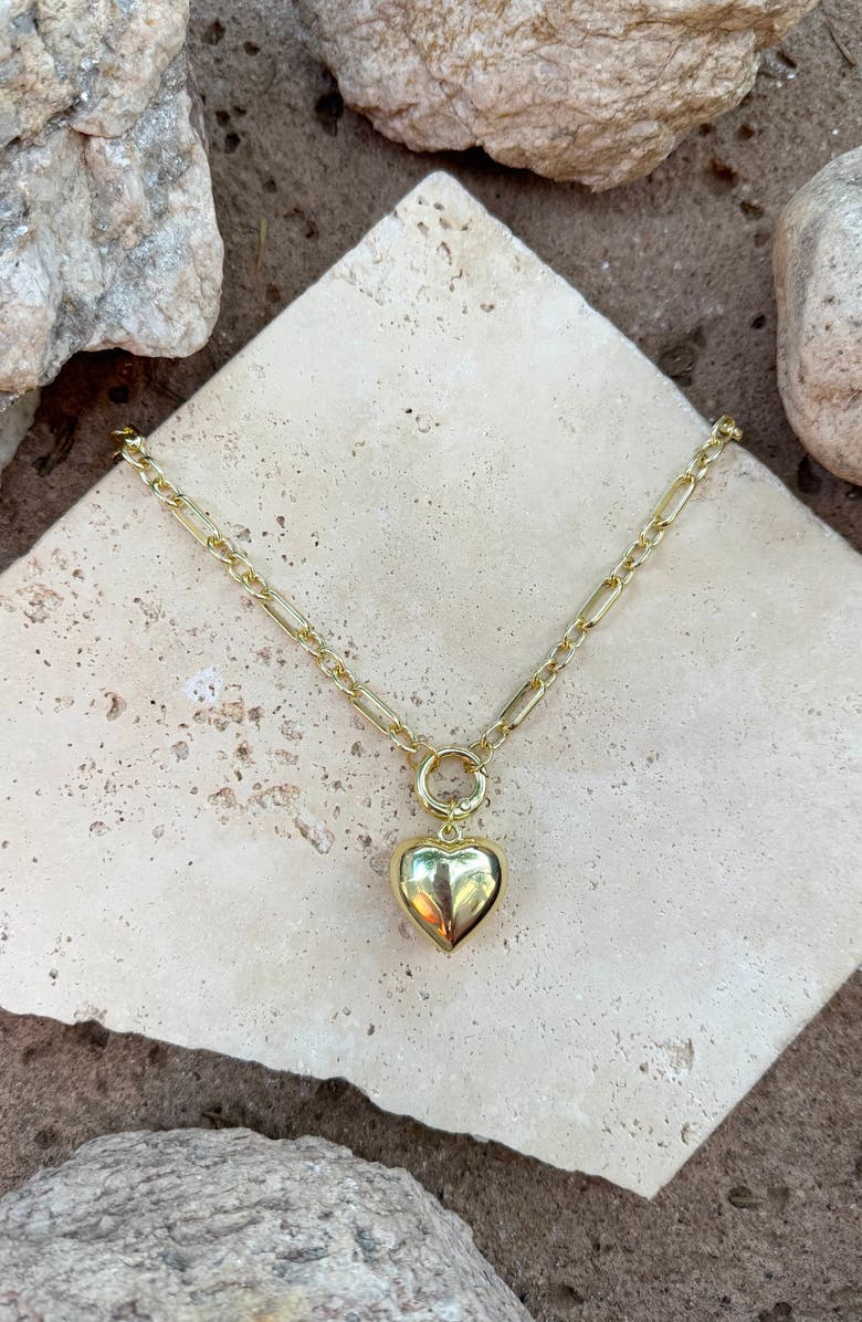 Adornia Puffy Heart Pendant Necklace, Alternate, color, Gold
