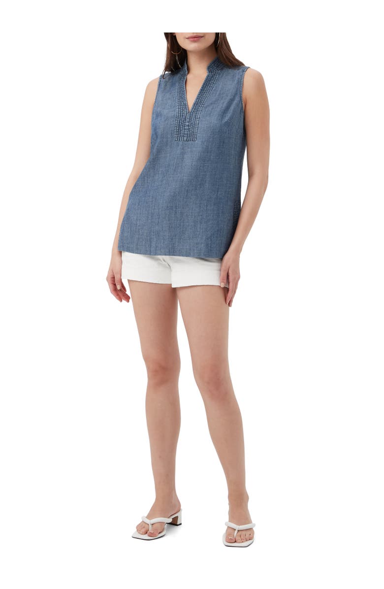 Trina Turk Lacheri Sleeveless Chambray Top, Alternate, color, 