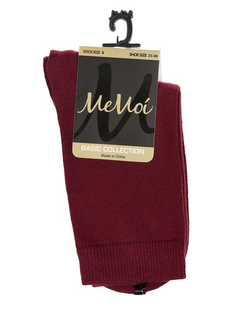 Memoi Kids' Basic Cotton Blend Crew Socks In Red