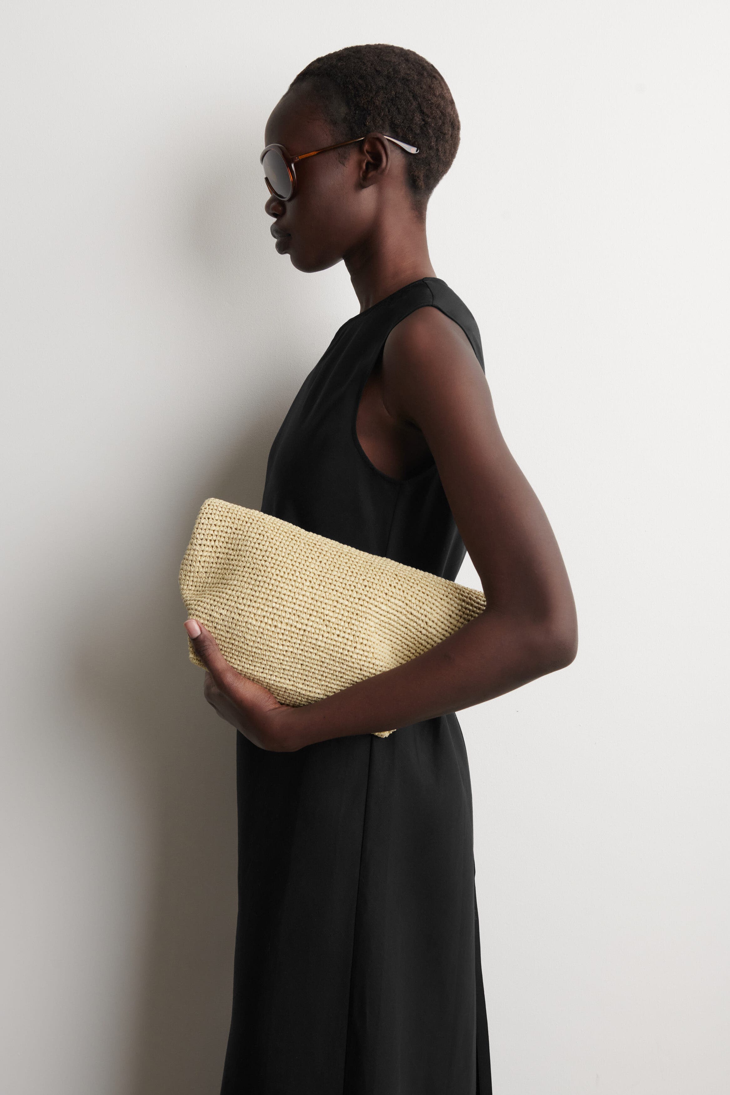 Folded Clutch Bag - Straw, Alternate, color, BEIGE