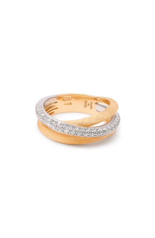 Marco Bicego 18k Yellow & White Gold Jaipur Link Alta Diamond Three Strand Ring In Yellow Gold/diamond
